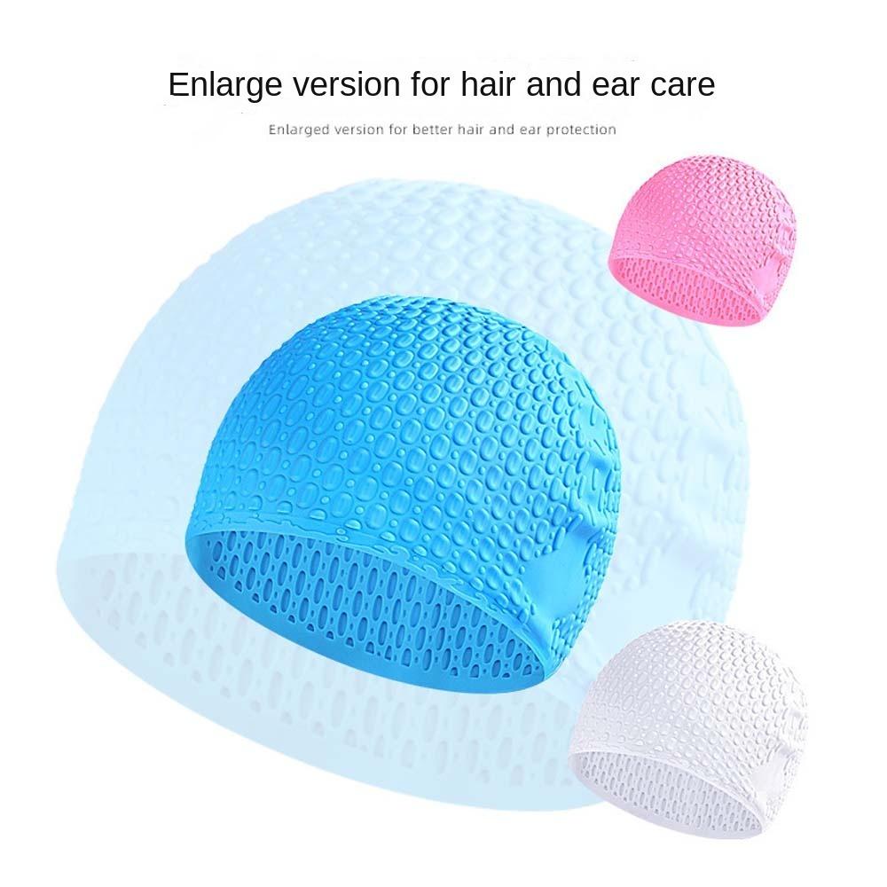Plus Size Silicone Swimming Cap Waterproof Flexible Protect Ears Pool Hat High Elastic Solid Color Swimming Hat Swim Sports