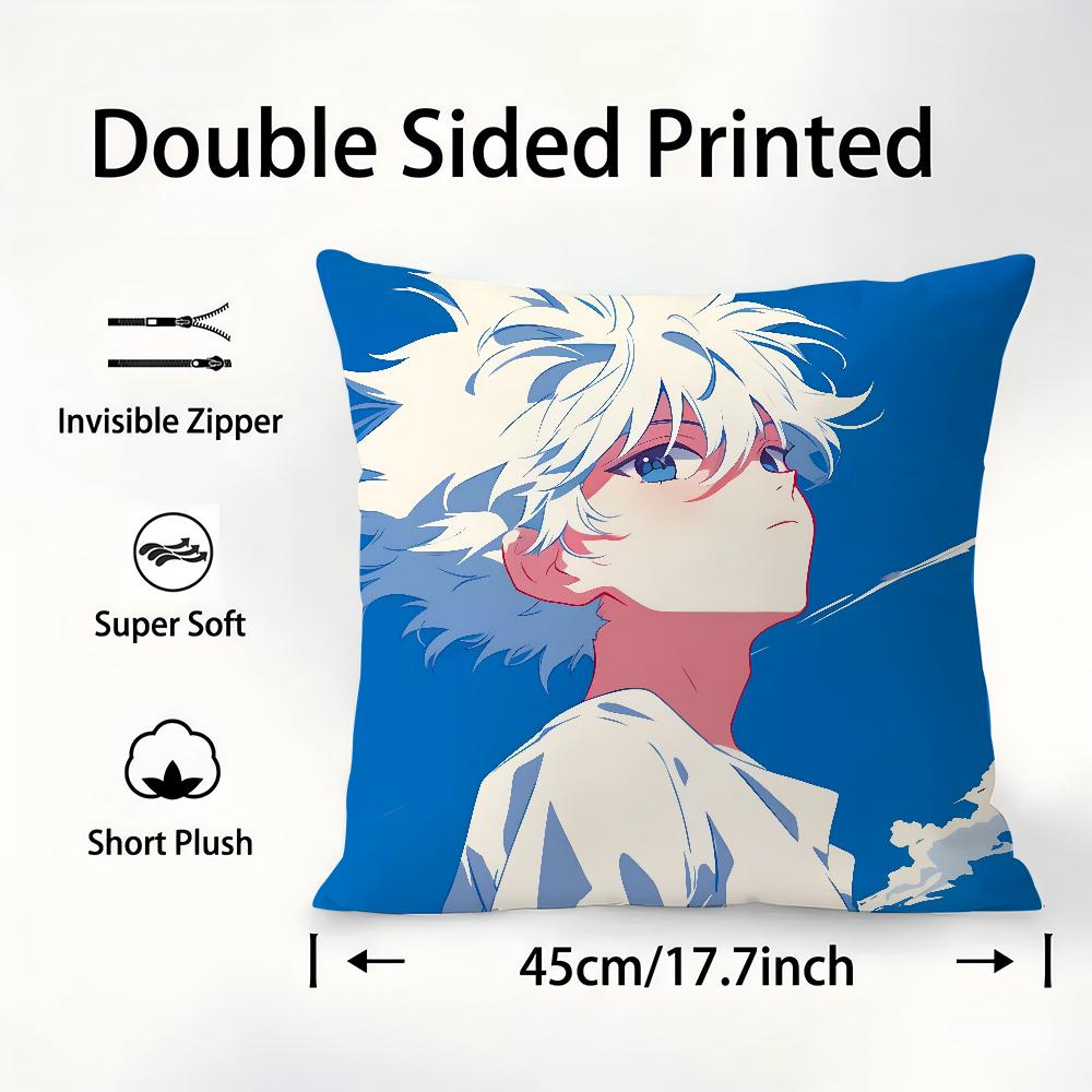 Anime H-Hunter x Hunter Pillow Case Plush Fabric Soft Pillowcase Double Sided Print Cushion Cover Throw Pillow Cover