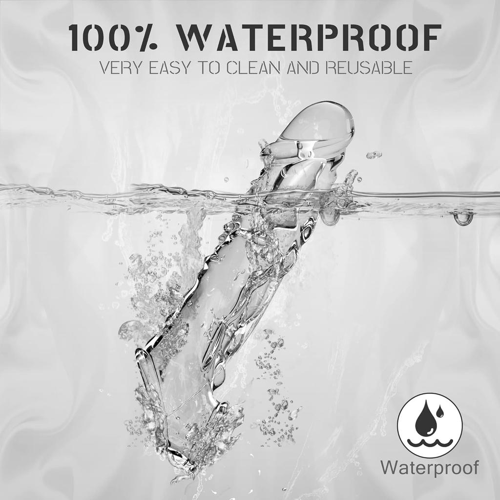 Large Reusable Penis Sleeve with Vibrator Ring 3.6 Inch Clear Cock Ring Extender Enlarger for Couples Dildo Sex Toys Men