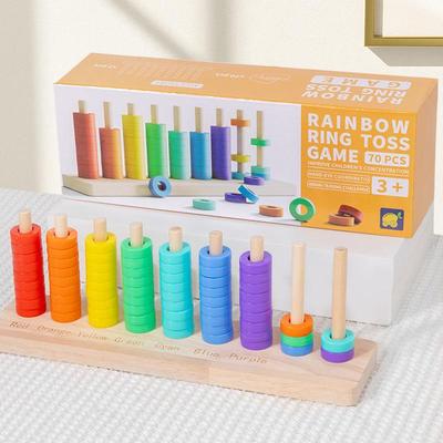Kids' Rainbow Ring Toss Game: Color Matching & Hand-Eye Coordination Educational Toy