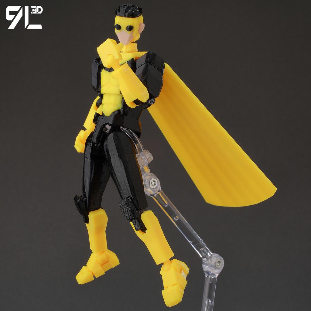 9L3D Printed MultiJointed Action Figure Invincible3.0 Black Yellow Color Scheme Battle Suit Lucky Dummy 13 T13 Collectibles Toy
