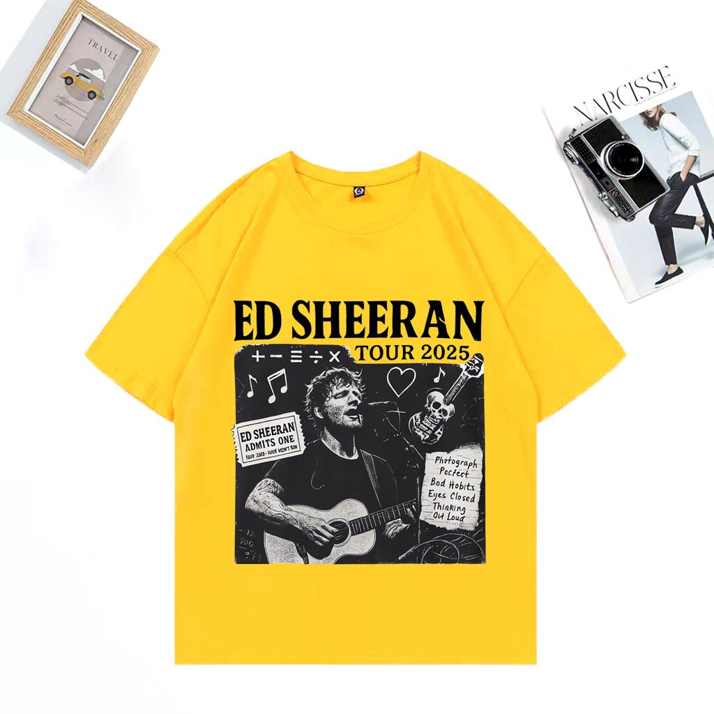 Ed Sheeran Tour 2025 Print TShirt Unisex WOMEN Vintage Casual Clothing Streetwear Oversized Cotton Throwback Short Sleeve Tshirts