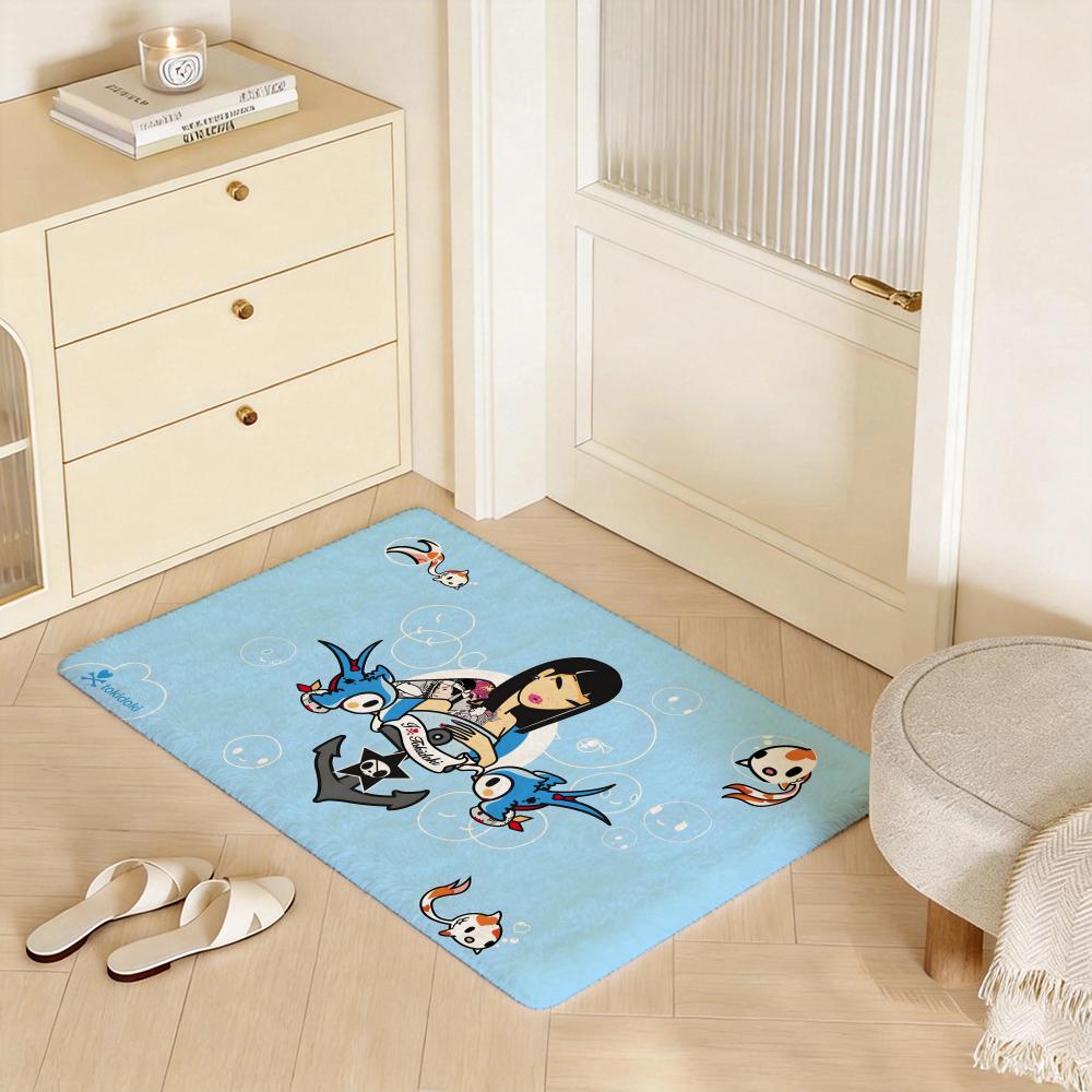 Character T tokidoki Floor Mat Eco Flannel Doormat Non Slip Odorless Indoor Floor Rug Soft Short Plush Home Mat