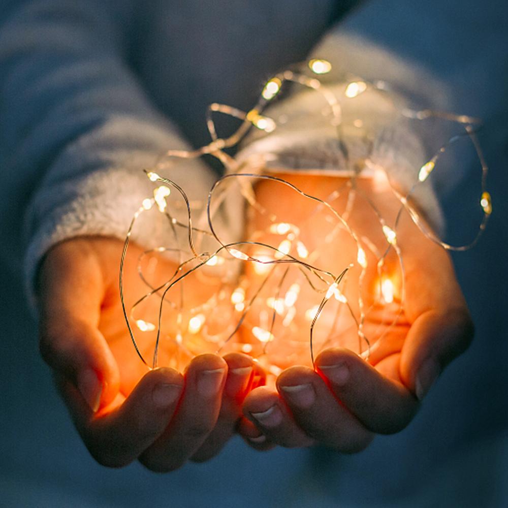 2/1M LED Copper Wire String Lights Battery Powered Garland Fairy Light Home Christmas Wedding Party Decorations Holiday Lighting