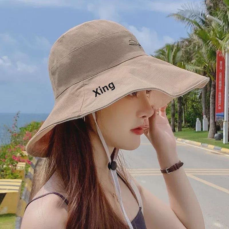 Women's Double-sided Sun Hat - Large Brim, Daisy Pattern, Spring & Autumn, Korean Style, Sun Protection, Face Covering.