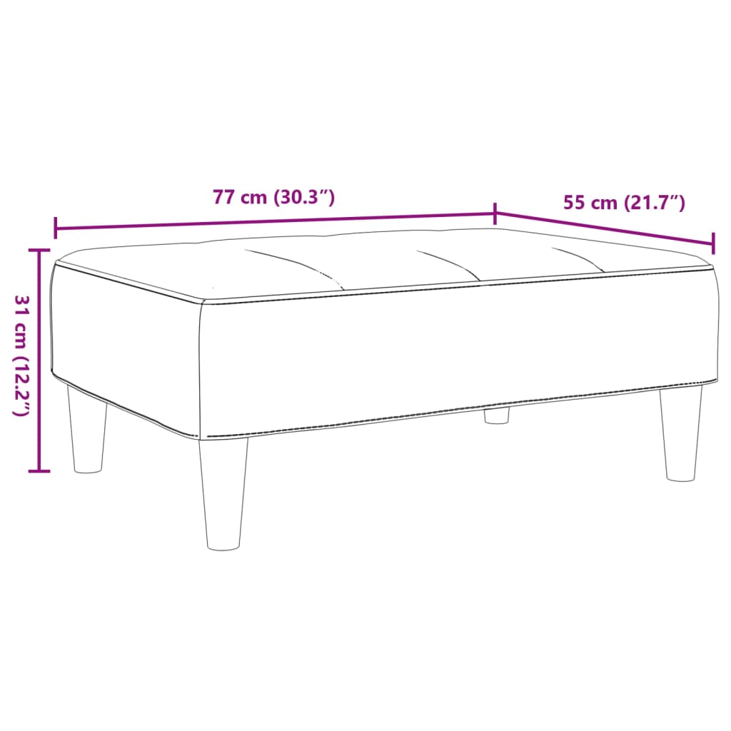 Footstool Black 77 X 55 X 31 Cm Fabric