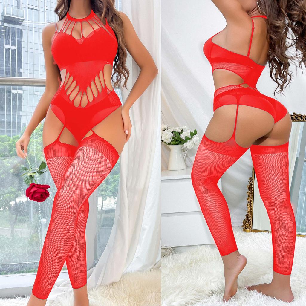 Dámské síťované body Bodystocking Spodní prádlo pro ženy Sexy punčochové kalhoty