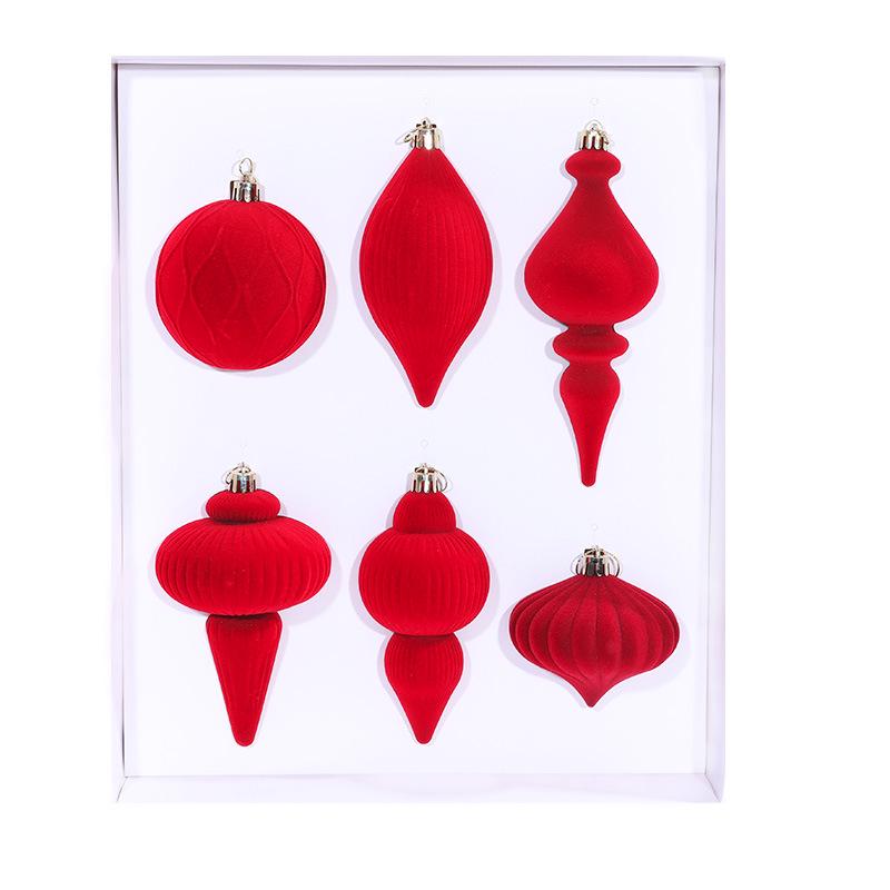 Set of 6 Irregular Mocha Mousse Christmas Tree Flocking Balls