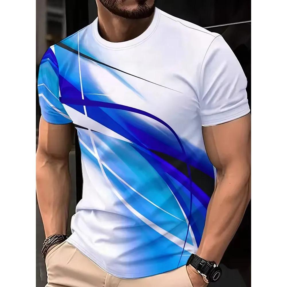 Summer Comfortable Fashionable Loose Plus Creative Printed T-shirt Casual Sports Breathable Soft Men's Short Sleeved T-shirt