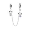 S925 Silver Butterfly Cat Bear Charm Safety Chain Bracelet Elegant Jewelry Gift for Women