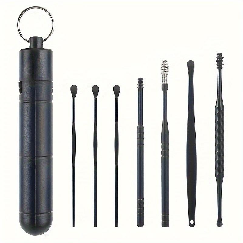 

Portable Earwax Cleaning Tool Kit, Including Ear Cleaning Tools, Ear Scoops, Coil Spring Ear Spoons, Comes with A Storage Box чёрный