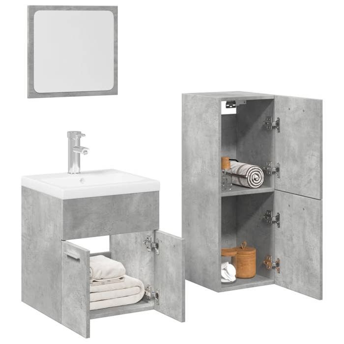 VidaXL Bathroom Furniture Set 4 Pcs Concrete Grey 3324882