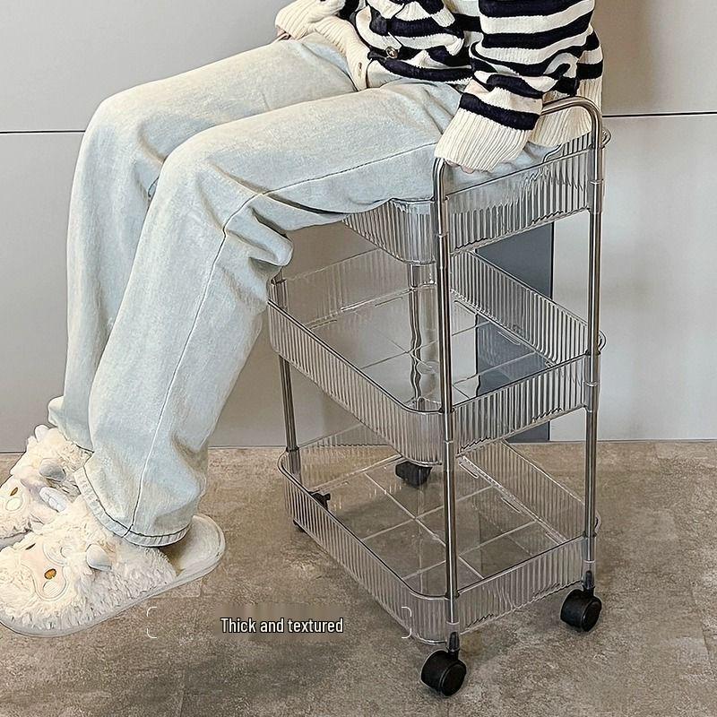 Przezroczysta mobilna wielowarstwowa półka-wózek do sypialni