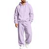 Lined Hooded Zip Up Two Piece Set for Casual Athletic Everyday Wear