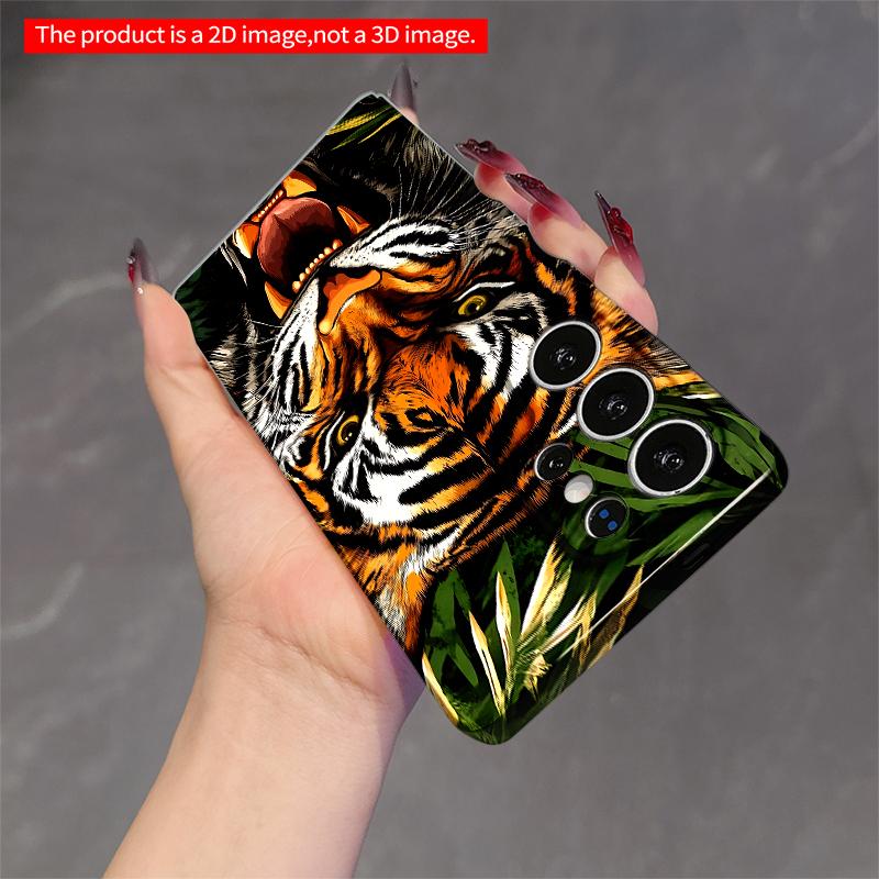 2DFlat Samsung phone case Roaring Tiger in Jungle Leaves Applicable to Galaxy S23 S24 S25ULTRA S26 A12 A14 A15 A16 A54 A55