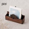 Accessoire de bureau Support pour cartes de visite Lotus en bois, Porte-nom creusé vintage à une main pour bureau, Organiseur rustique Zen