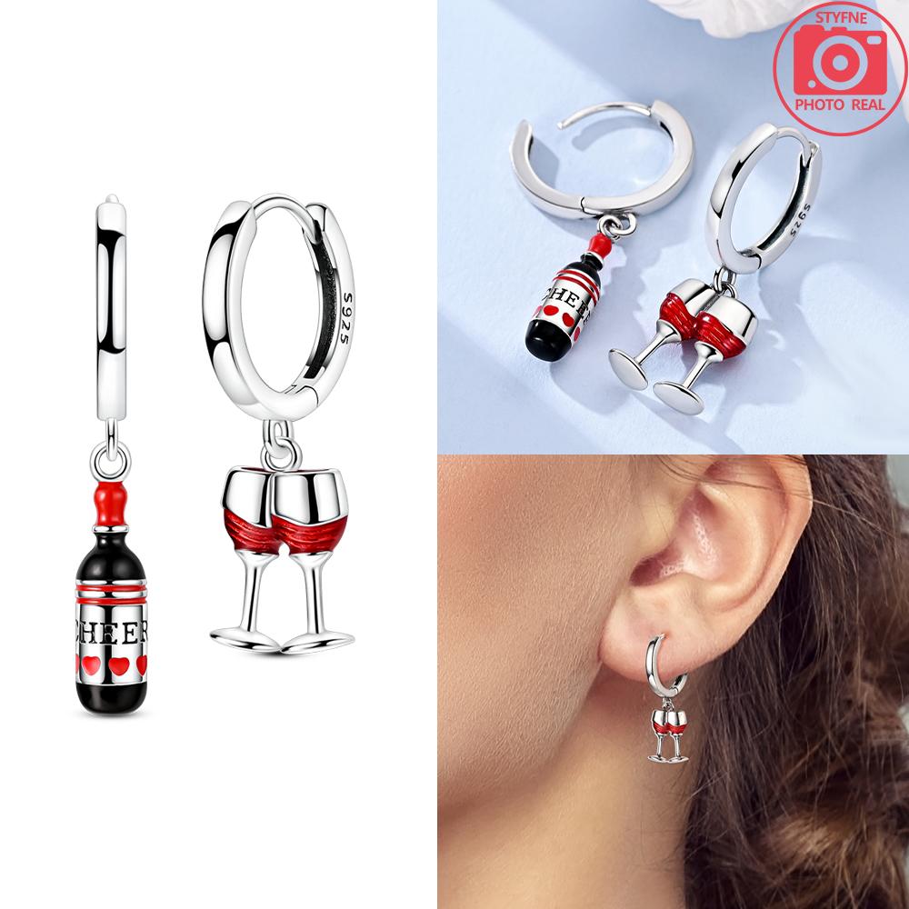 

Authentic Original Copper Metal Red Wine Bottle Earring Asymmetrical Wine Glass Women s Earring High Quality Fine Jewelry Party Especial Especial