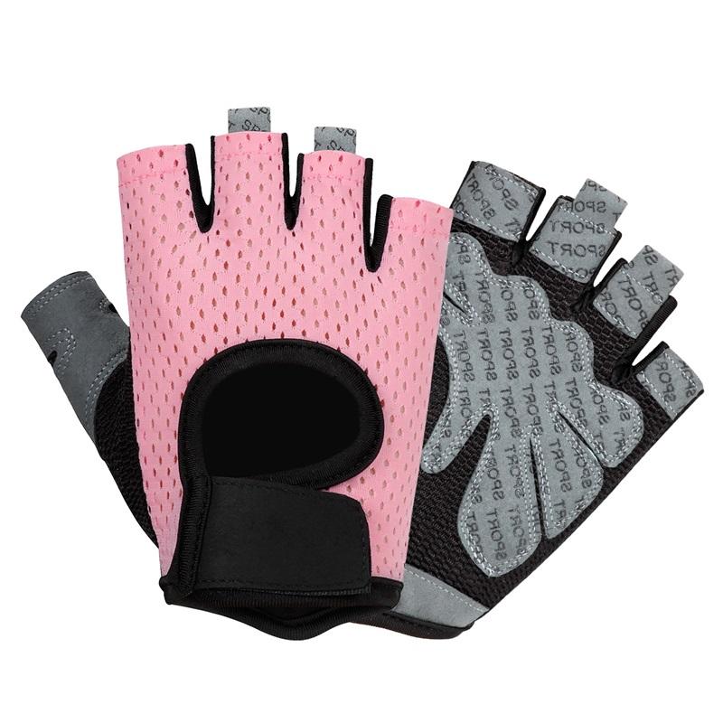 Custom Yoga Fingerless Gym Bodybuilding Weight Lifting Gloves Women fingerless gloves&S розовый