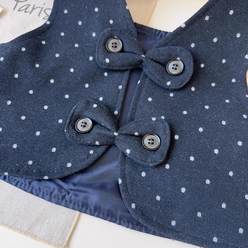 Dziewczęcy zestaw kamizelki i spodni w kropki - Modny dwuczęściowy zestaw na jesień i wiosnę (AQB086)