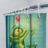 Cartoon Frog Pattern Waterproof Mold-Proof Shower Curtain Cute Creative Bathroom Accessory For Home Use With Complimentary Hook