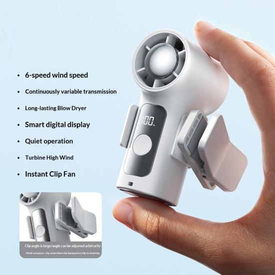 Mini Portable Clip-on 6 Speed with Detachable Fan LED Display Cooling Fan Clip