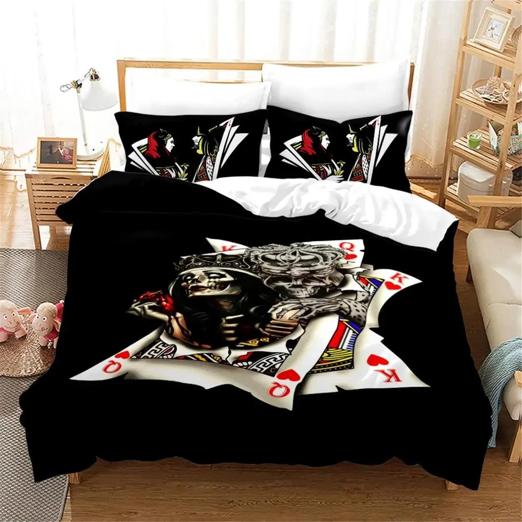 Black and White Couple Romantic Valentine's Day Comfortable Duvet Quilt Cover Pillowcase Bedding Set Decoration Home Textile