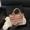 Portable Bucket Bag Women's Bag Summer New Straw Woven Contrasting Shoulder Bag Trendy Messenger Bag