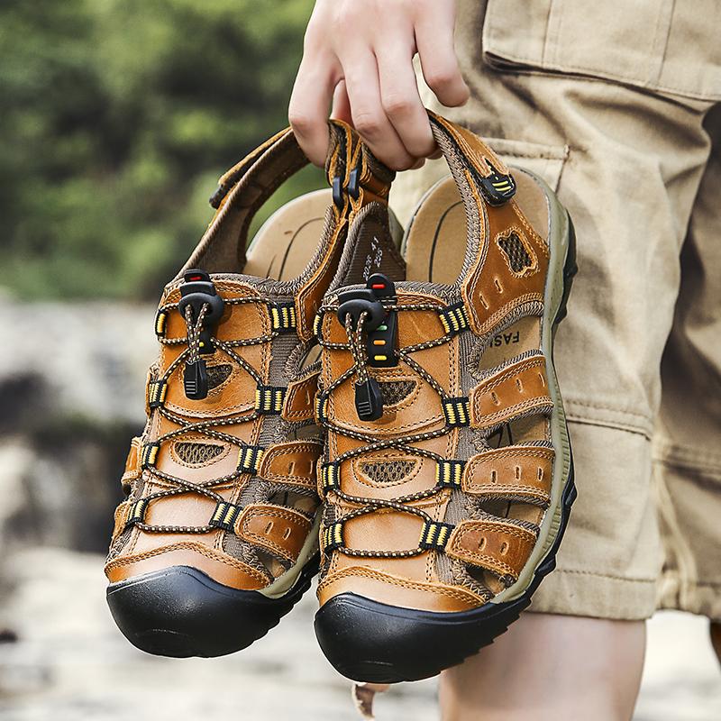 Velké letní outdoorové pánské plážové sandály z pravé kůže pánské sandály v římském stylu