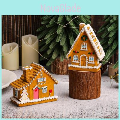 Christmas Resin Miniature House Led Light For Holiday Tabletop Decor
