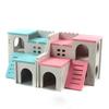 Wooden Hamster Deluxe Double Deck Villa Natural Living Hideout Hut Toy Small Animal Chew Toy for Hamster Cage