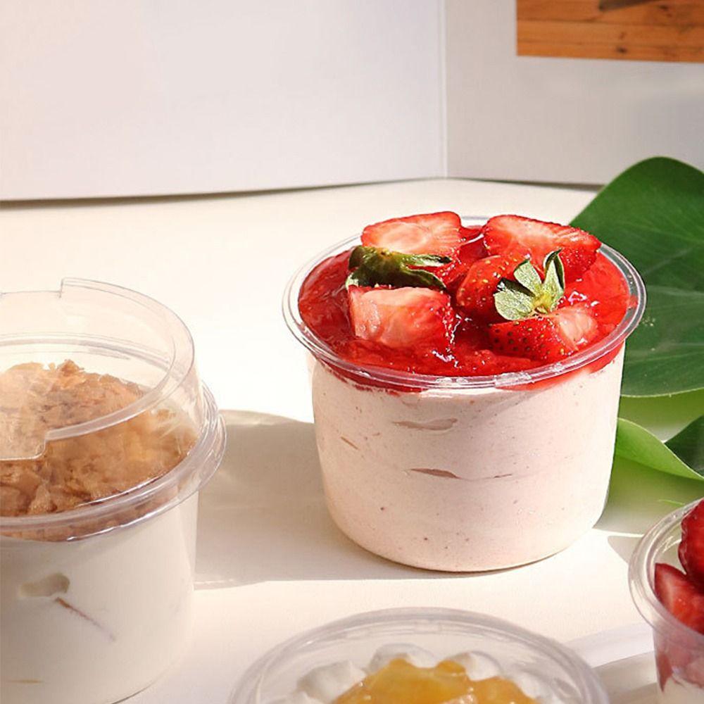 50Pcs Clear Plastic Disposable Salad Cups 150/250ml Disposable Packaging Box Disposable Tableware