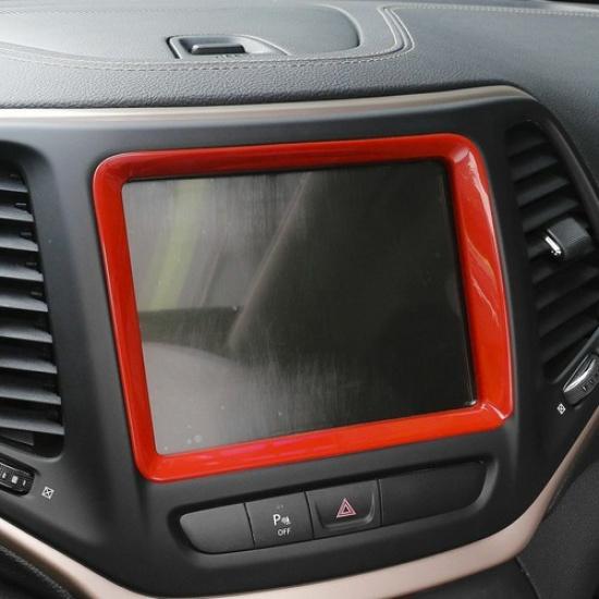 Car Central Console GPS Navigation Cover 1PCS For Jeep Cherokee 2014+ Bright Red