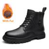 Fashion Leather Boots Men's High-top British Style Ins Middle-top Tide Shoes Spring Autumn Black Winter Side Zipper Men's Boots