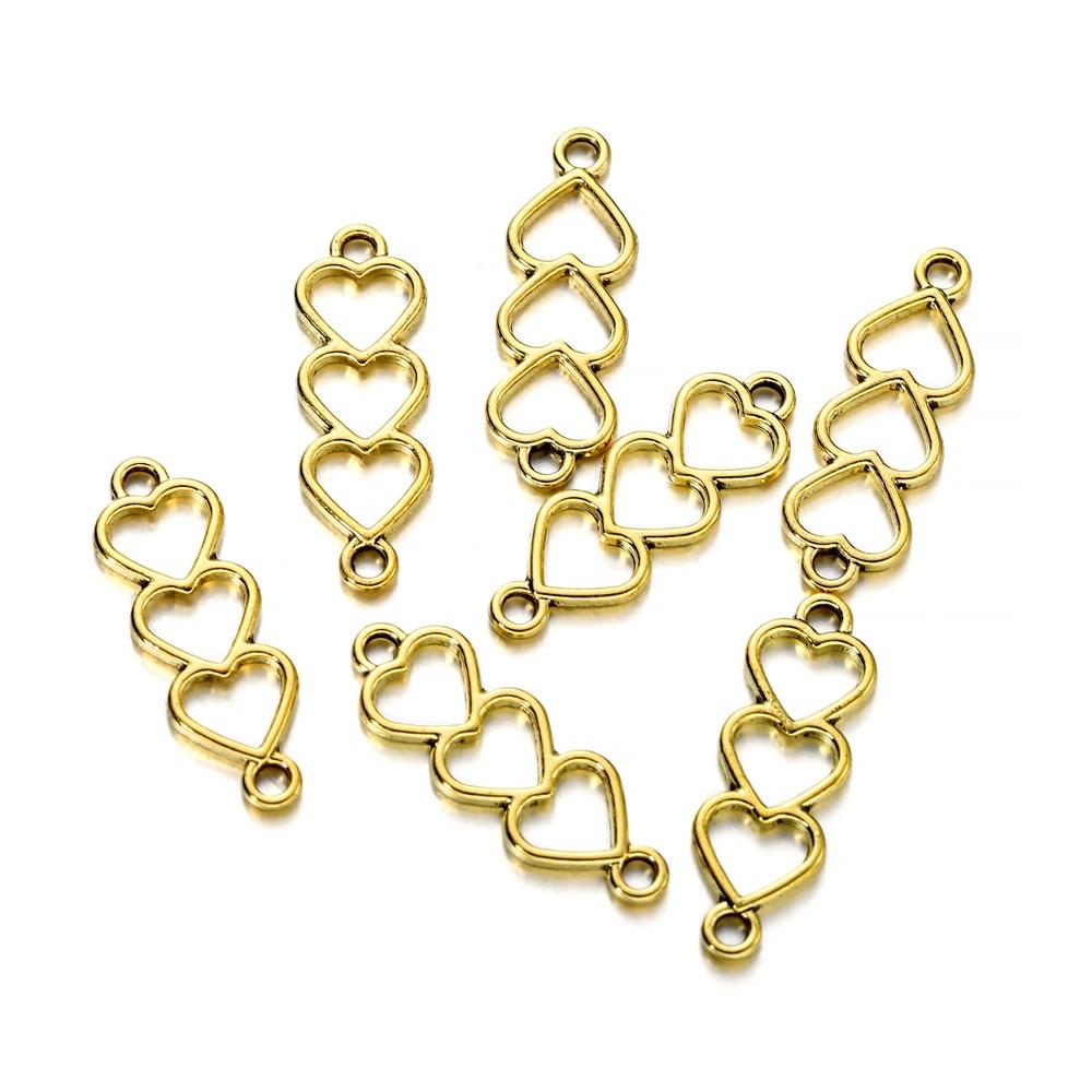 30 Pièces/lot Alliage Couleur Or Argent Cœur Creux Breloques Pour Boucles d'Oreilles Colliers DIY Breloques d'Amour Accessoires de Fabrication de Bijoux