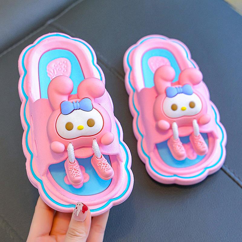 Children's slippers for girls in summer, cute cartoon indoor non-slip soft-soled slippers for girls, suitable for outdoor wear, parent-child matching