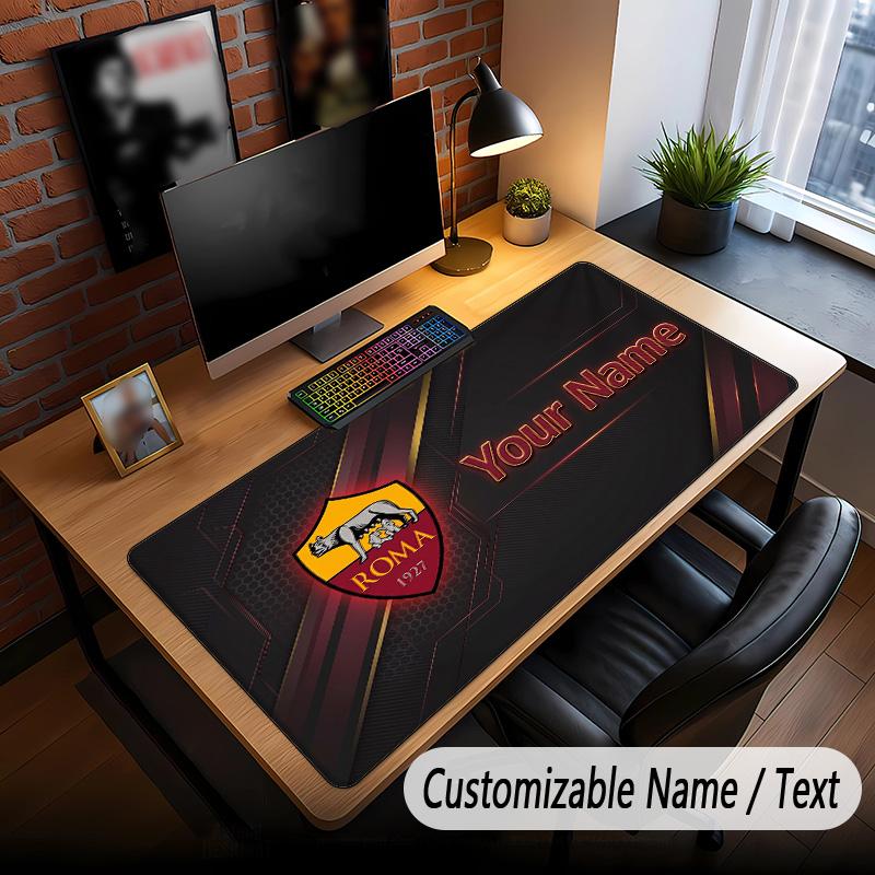 Large Mouse Pad AS Roma FC Print Custom Name Text Desk Mat for Office Gaming