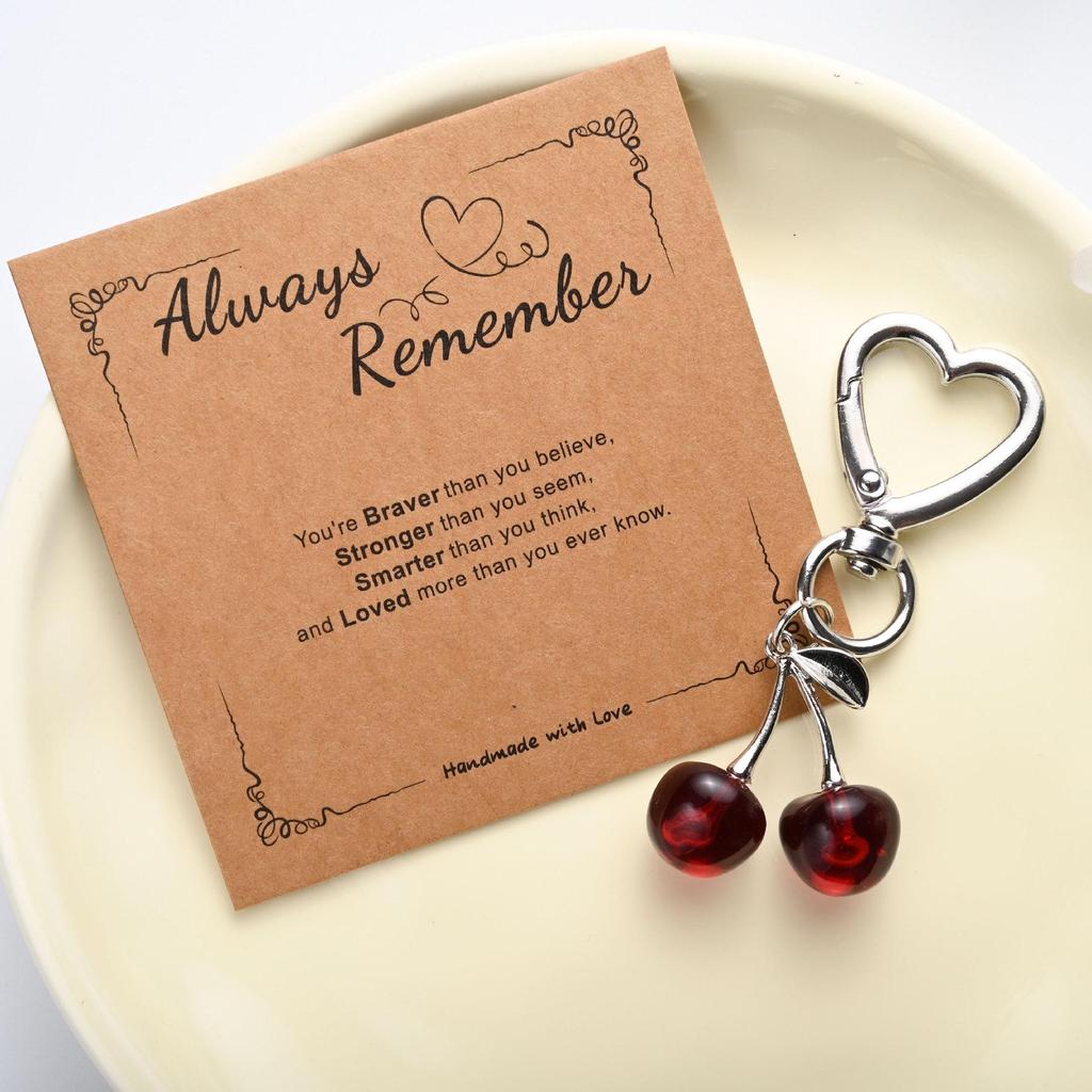 Cross-Border Inspirational Cherry Heart Keychain
