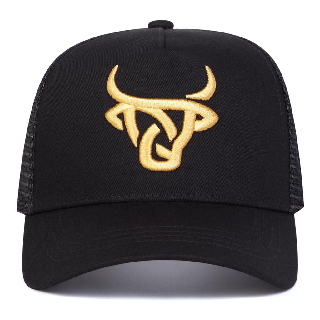 Men Bull Head Embroidered Baseball Cap Mesh Hat Outdoor Adjustable Sunscreen Leisure Hat Spring Autumn Travel Tourism Beach Vacation