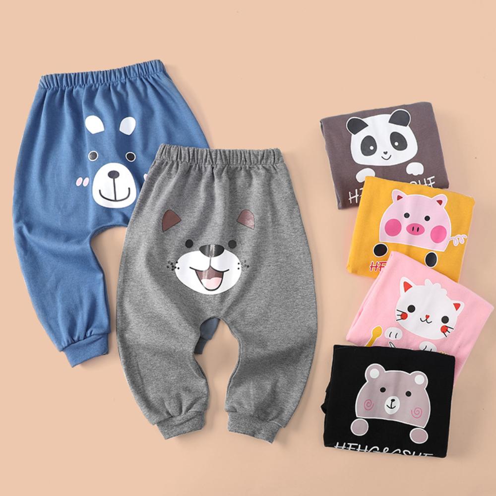 Kawaii Cartoon Gedruckt Baby Jungen Mädchen Lange Hosen Hohe Taille Casual Harem Hosen