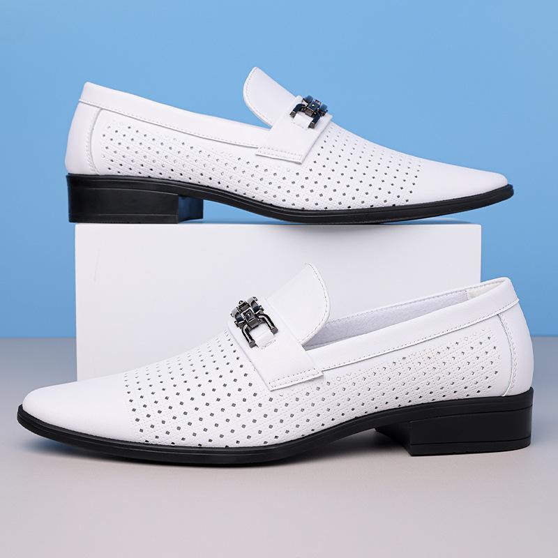 Summer Trend New British Perforated Breathable Leather Shoes For Men Dress Evening Wedding Footwear Prom Sapato Social Masculino
