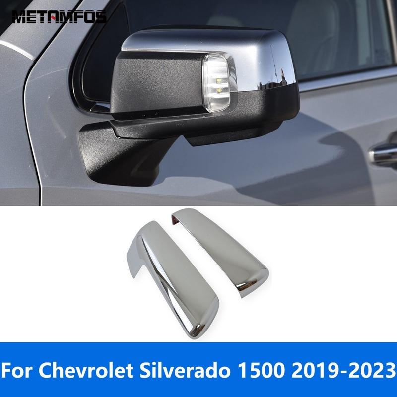 

Rearview Side Door Mirror Cover Trim For Chevrolet Silverado 1500 Chrome Protection Cap Car Accessories
