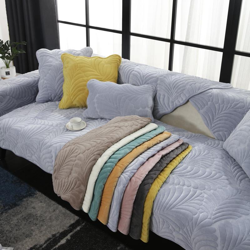 Thickening Sofa Cushion Winter Milk Fiber Cushions Seat Cushions Cover Towel Plush Sofa Cover Simple Non-Slip