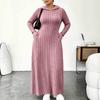 Women's Fashion Color Hooded Ribbed Dress with Slim Fit Cinched Waist and Pockets