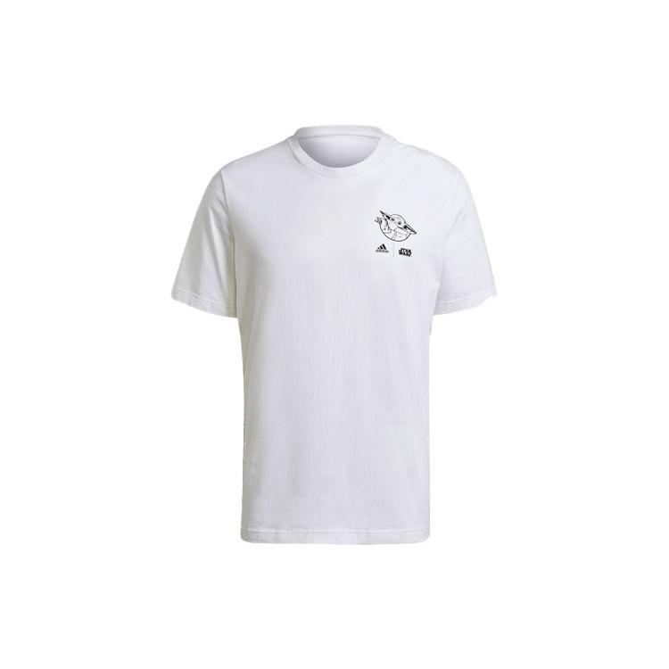 Men s adidas x Star War Crossover Back Print Athleisure Casual Sports Short Sleeve White T-Shirt GS6213 XL
