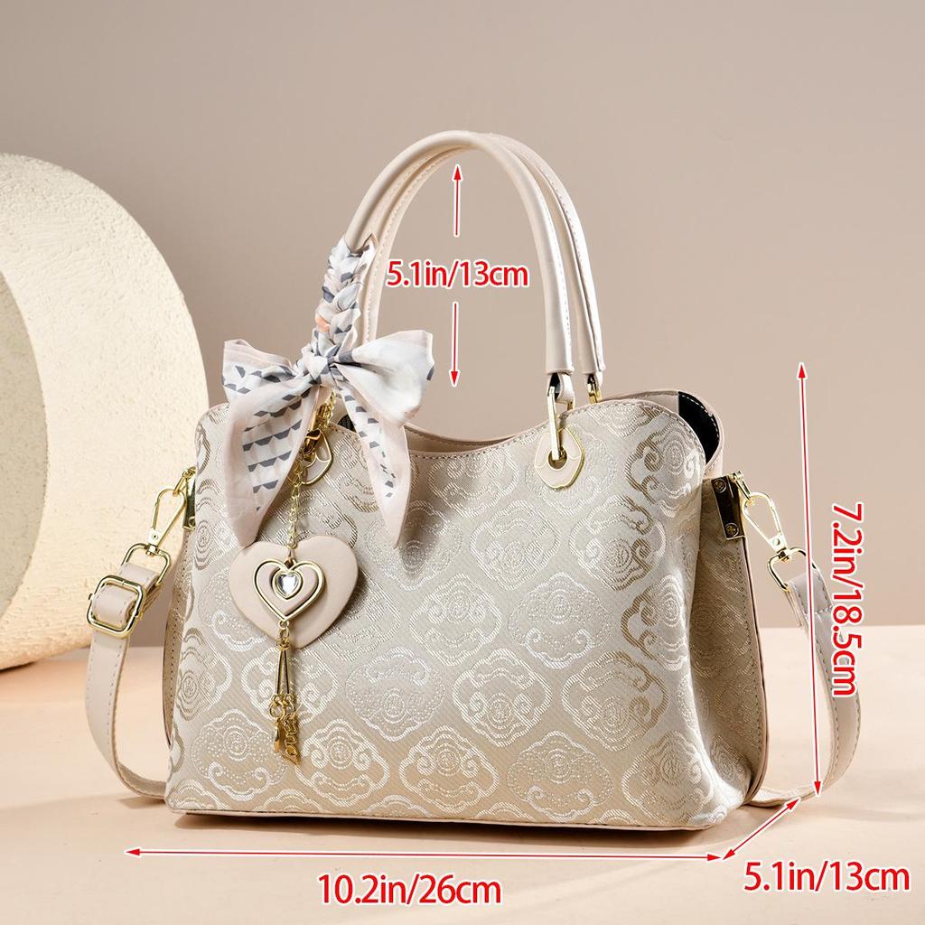 Chinese Style Women's Large Capacity Bucket Bag Crossbody Handbag 2026 Brocade Tote