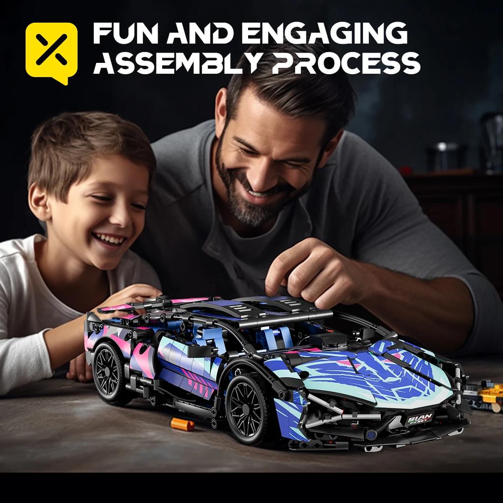 Colorful Cool High-Tech Supercar Model Building Blocks Children's Educational Assembly Toys Boy Adult Gift Collection Show