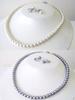 and Me Jewelry Faux Pearl Necklace and Earrings Set Black and White Made in Japan [You Box] - 2-Piece Set, 7.0mm Pearls, 42cm,