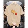 Men'S Women's Casual Crew Neck T-Shirt Polyester Knit Fabric Regular Fit Short Sleeve with Potato To French Fries Graphic