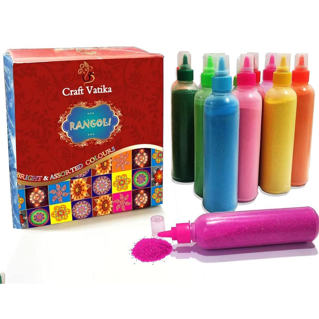 Sada 12 barevných práškových trubic Rangoli, Dekorační předměty Diwali Láhve Nářadí na podlahu Art Rang for Home