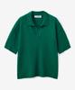 BLOND9 Tail Yarn Open Collar Short Sleeve Knit_Green